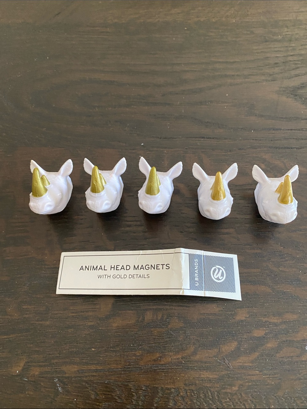 Animal Head Magnets with Gold Horns - White